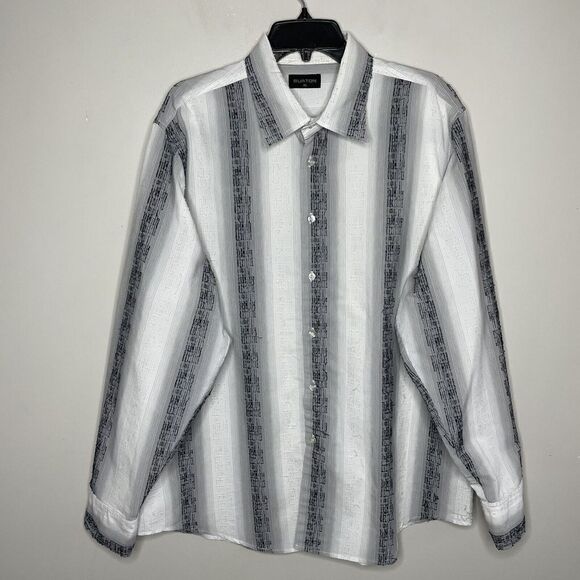 BURTON Mens Textured Striped Button-Up Shirt EUC Sz XL Long-Sleeve Cotton-Blend - Picture 1 of 8